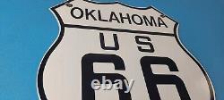 Vintage US Route 66 Oklahoma Sign Porcelain Hwy State Road Gas Oil Pump Sign