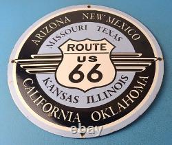 Vintage US Route 66 Sign Highway State Road Gas Oil Pump Porcelain Sign