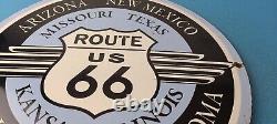 Vintage US Route 66 Sign Highway State Road Gas Oil Pump Porcelain Sign