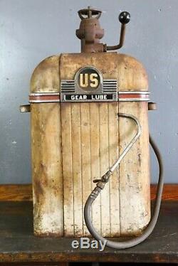 Vintage US TIRES Sign Gear Lube Dispenser Gas Oil Service Station RARE! 40s 50s