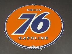 Vintage Union 76 Gasoline Porcelain Advertising 12 Gas Oil Service Station Sign