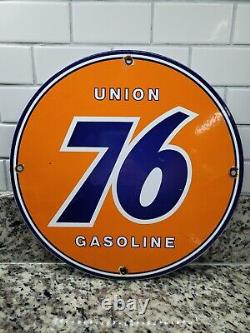 Vintage Union 76 Gasoline Porcelain Sign Gas Station Pump Plate Motor Oil Lube