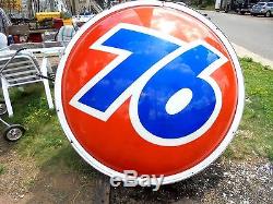 Vintage Union 76 Oil Company 1960's Gasoline Service Station Sign 6' Round WithCan