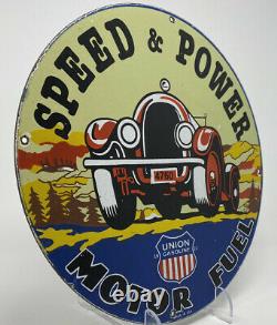 Vintage Union Gasoline Porcelain Sign General Store Gas Station Motor Oil Pump