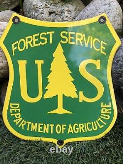 Vintage Us Forest Service Porcelain Sign Dept Of Agriculture State Park Oil Gas