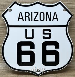 Vintage Us Route 66 Arizona Porcelain Metal Highway Sign Gas Oil Road Shield Az