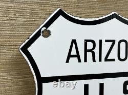 Vintage Us Route 66 Arizona Porcelain Metal Highway Sign Gas Oil Road Shield Az