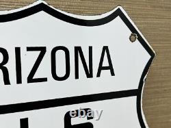 Vintage Us Route 66 Arizona Porcelain Metal Highway Sign Gas Oil Road Shield Az