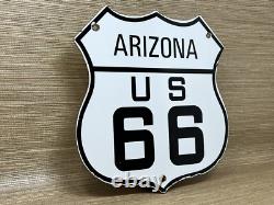 Vintage Us Route 66 Arizona Porcelain Metal Highway Sign Gas Oil Road Shield Az