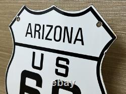 Vintage Us Route 66 Arizona Porcelain Metal Highway Sign Gas Oil Road Shield Az