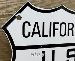 Vintage Us Route 66 California Porcelain Metal Highway Sign Gas Oil Road Shield