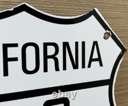 Vintage Us Route 66 California Porcelain Metal Highway Sign Gas Oil Road Shield