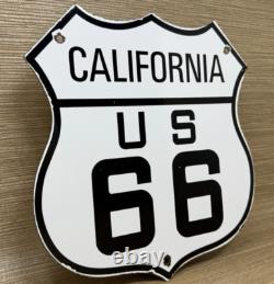 Vintage Us Route 66 California Porcelain Metal Highway Sign Gas Oil Road Shield