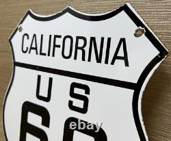 Vintage Us Route 66 California Porcelain Metal Highway Sign Gas Oil Road Shield