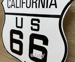 Vintage Us Route 66 California Porcelain Metal Highway Sign Gas Oil Road Shield