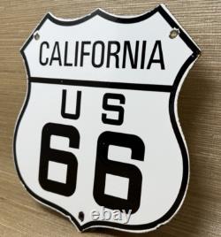 Vintage Us Route 66 California Porcelain Metal Highway Sign Gas Oil Road Shield