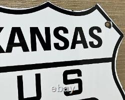 Vintage Us Route 66 Kansas Ks Porcelain Metal Highway Sign Gas Oil Road Shield