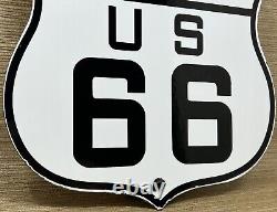Vintage Us Route 66 Kansas Ks Porcelain Metal Highway Sign Gas Oil Road Shield