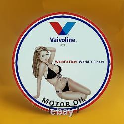 Vintage Vaivoline Gasoline Porcelain Gas Service Station Auto Pump Plate Sign