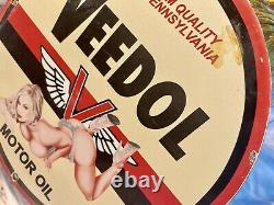 Vintage Veedol Motor Oil Gasoline Porcelain Sign Gas Pump Station