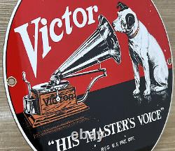 Vintage Victor Rca Porcelain Sign Record Player Nipper Dog Gramophone Gas Oil