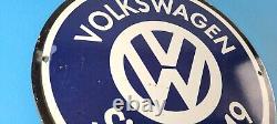 Vintage Volkswagen Porcelain Gas Vw Automobile Service Dealer Pump Plate Sign