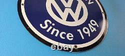 Vintage Volkswagen Porcelain Gas Vw Automobile Service Dealer Pump Plate Sign