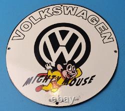 Vintage Volkswagen Porcelain Gas Vw Automobile Service Mighty Mouse Pump Sign