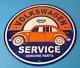 Vintage Volkswagen Sign Porcelain Automobile Vw Bug Dealership Sales Gas Sign