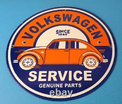 Vintage Volkswagen Sign Porcelain Automobile VW Bug Dealership Sales Gas Sign