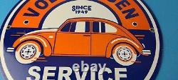 Vintage Volkswagen Sign Porcelain Automobile VW Bug Dealership Sales Gas Sign