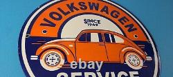 Vintage Volkswagen Sign Porcelain Automobile VW Bug Dealership Sales Gas Sign