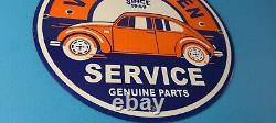 Vintage Volkswagen Sign Porcelain Automobile VW Bug Dealership Sales Gas Sign