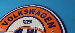 Vintage Volkswagen Sign Porcelain Automobile VW Bug Dealership Sales Gas Sign