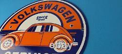 Vintage Volkswagen Sign Porcelain Automobile VW Bug Dealership Sales Gas Sign