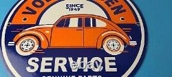 Vintage Volkswagen Sign Porcelain Automobile VW Bug Dealership Sales Gas Sign