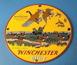 Vintage WInchester Sign Porcelain Firearms Shot Gun Hunting Gas Oil Pump Sign