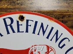 Vintage Waggoner Refining Co Porcelain Sign Petroleum Oil Cattle DDD Ranch Steer