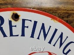 Vintage Waggoner Refining Co Porcelain Sign Petroleum Oil Cattle DDD Ranch Steer