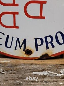 Vintage Waggoner Refining Co Porcelain Sign Petroleum Oil Cattle DDD Ranch Steer