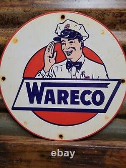 Vintage Wareco Porcelain Sign Gasoline Gas Station William Ware Texaco Products