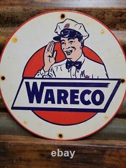 Vintage Wareco Porcelain Sign Gasoline Gas Station William Ware Texaco Products