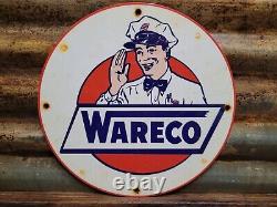 Vintage Wareco Porcelain Sign Gasoline Gas Station William Ware Texaco Products