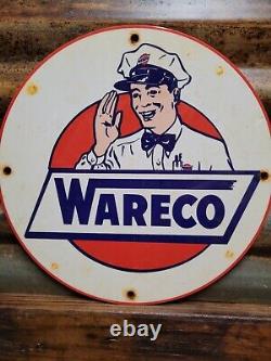 Vintage Wareco Porcelain Sign Gasoline Gas Station William Ware Texaco Products