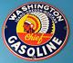 Vintage Washington Gasoline Porcelain Gas Oil Pump Plate Indian Usa Service Sign