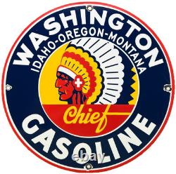 Vintage Washington Gasoline Porcelain Sign, Gas Station, Pump Plate, Motor Oil
