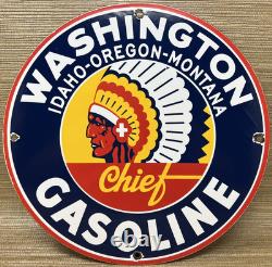 Vintage Washington Gasoline Porcelain Sign, Gas Station, Pump Plate, Motor Oil