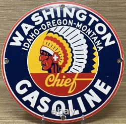 Vintage Washington Gasoline Porcelain Sign Gas Station Pump Plate Motor Oil