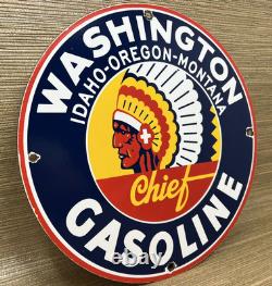 Vintage Washington Gasoline Porcelain Sign, Gas Station, Pump Plate, Motor Oil
