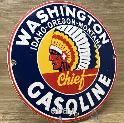 Vintage Washington Gasoline Porcelain Sign Gas Station Pump Plate Motor Oil